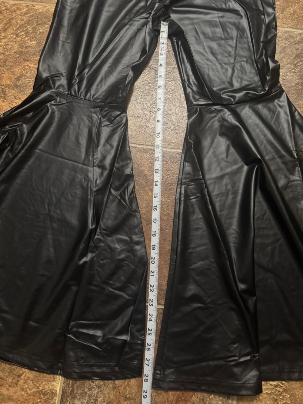 Leather leggings flare pants size XL - Picture 7 of 10